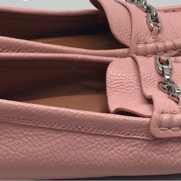 Coach Light Pink Pebbled Leather Crosby Driver Loafers Size 8D - Picture 3 of 8